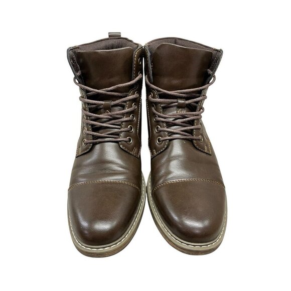 J. Ferrar Mens 8.5 Brown Lace Up Boots Block Heel Faux Leather With Memory Foam main image 4